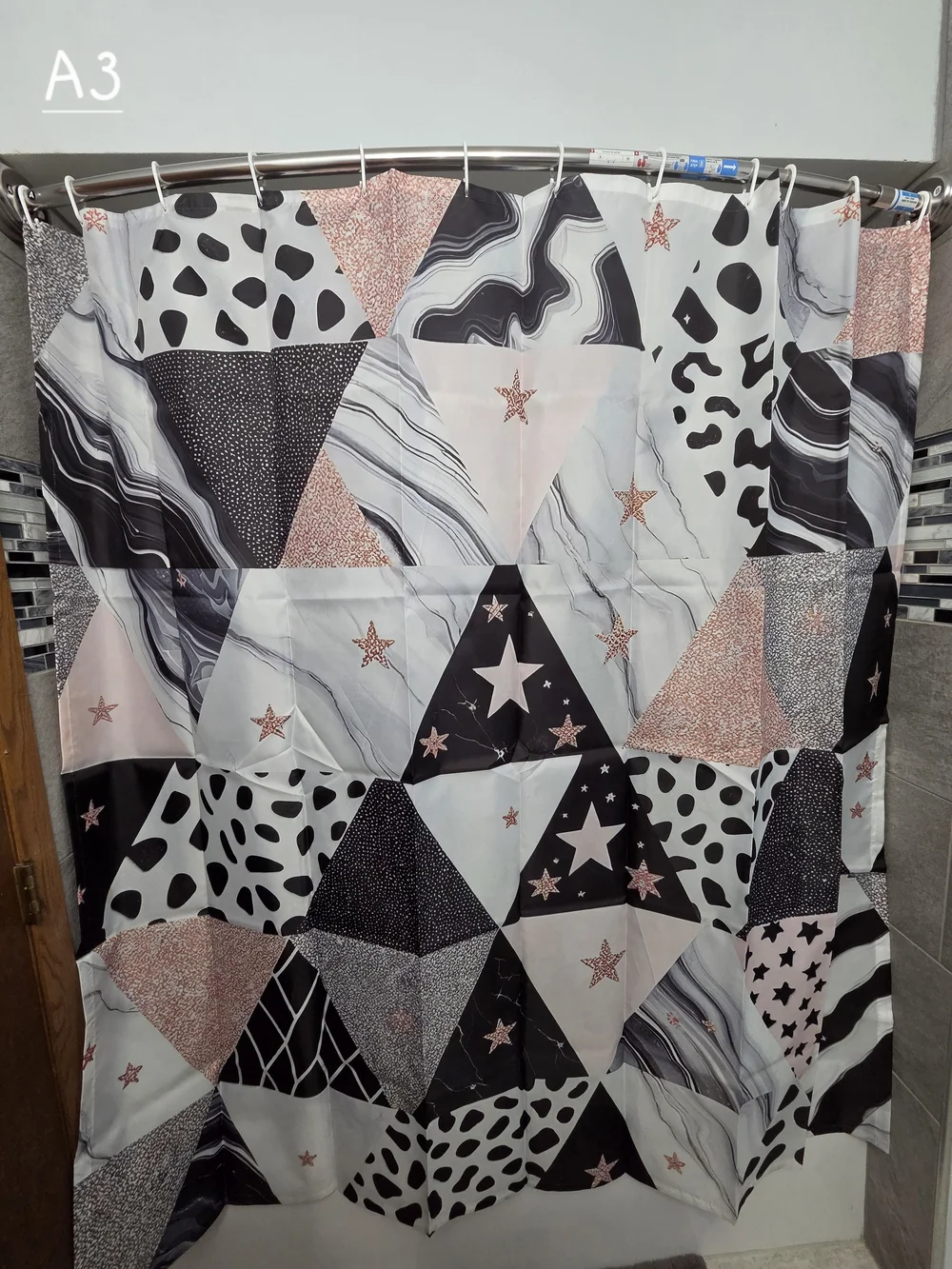 NWOT Water Resistant Fabric Shower Curtain with Rose Accents
